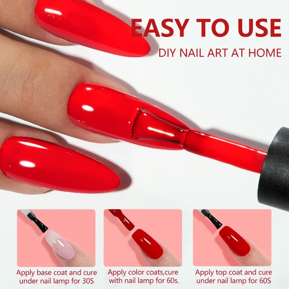 YOKEFELLOW YOKEFELLOW 10ML Gel Nail Polish Sparkle Red Gel Po - 3