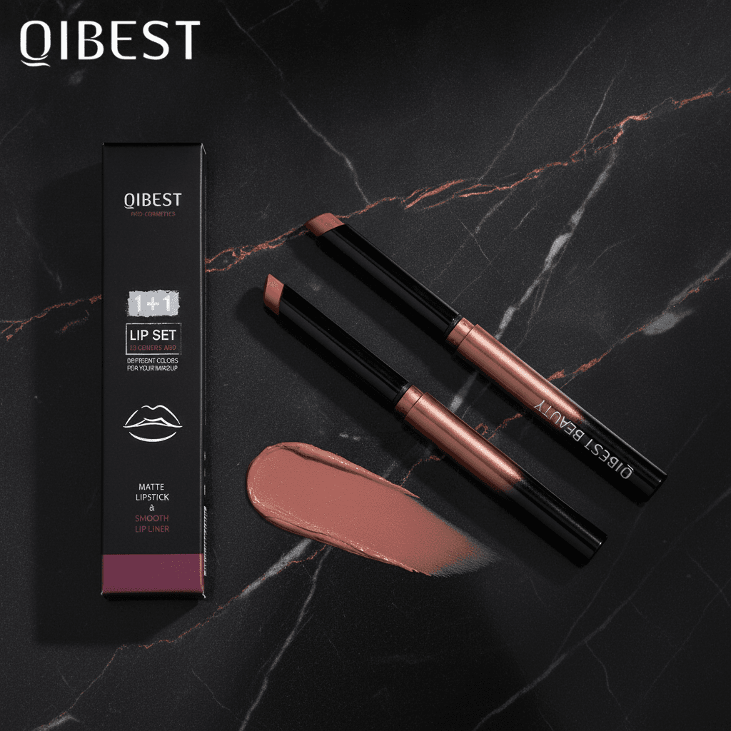 QIBEST - Duo Rouge à Lèvres Mat & Crayon Contour Lèvres