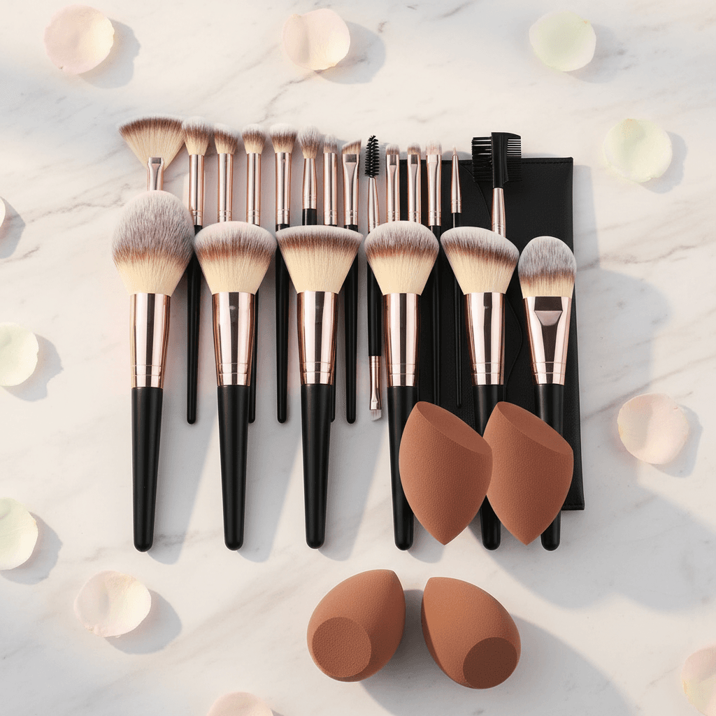 Set de Pinceaux de Maquillage Doux et Moelleux