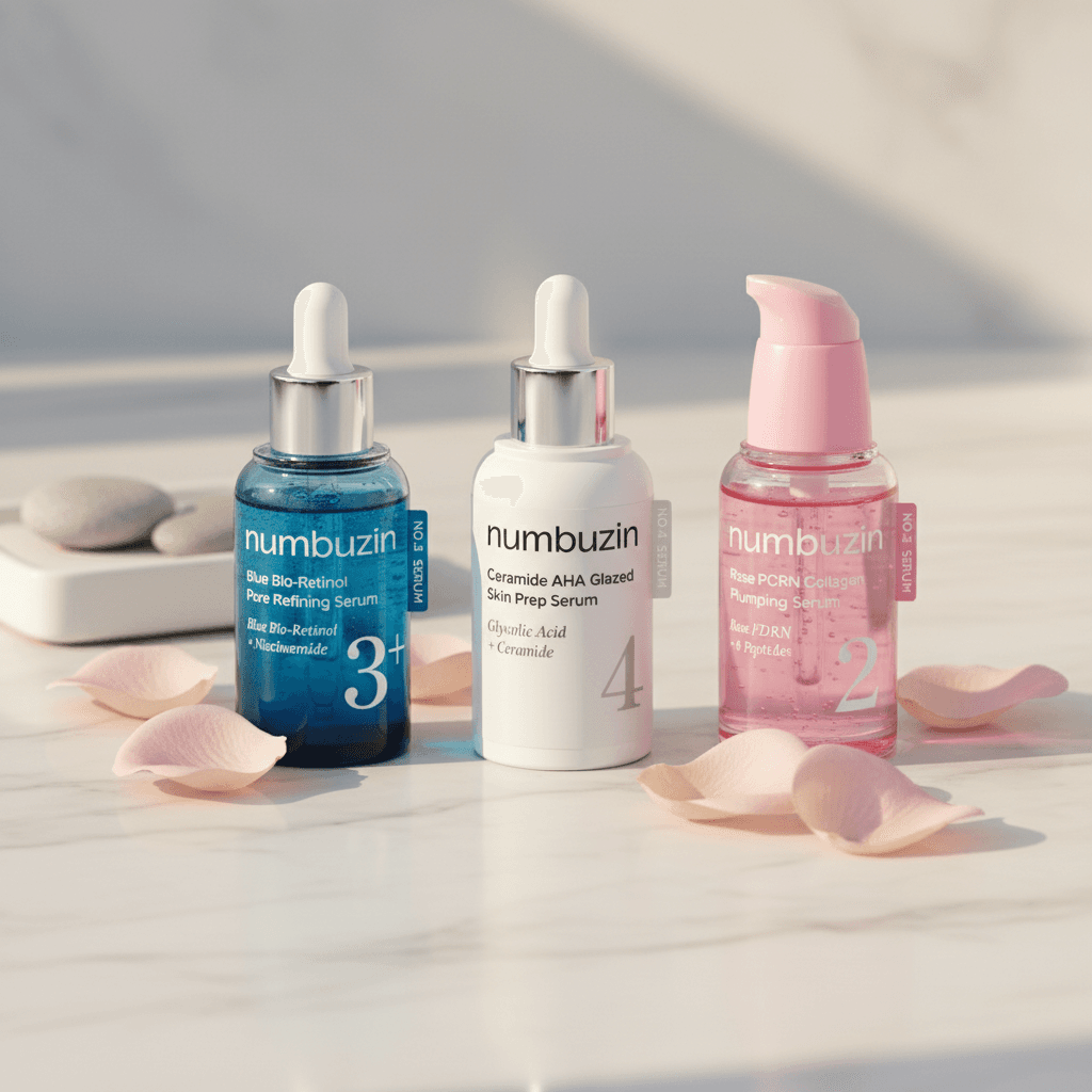 Numbuzin Kit Essences: Rétinol Bleu, Céramide AHA, Rose PDRN