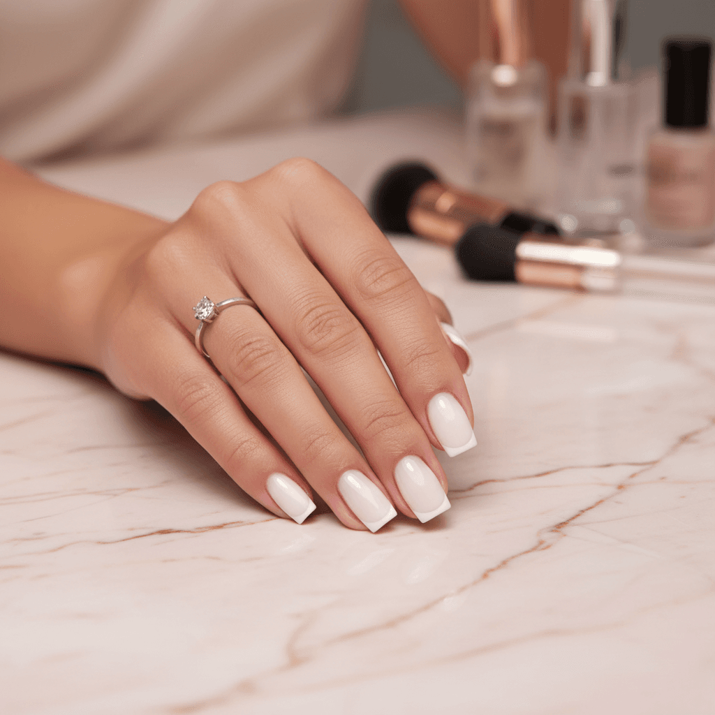 Short Short Square False Nails French White Edge Fake Ni - 1